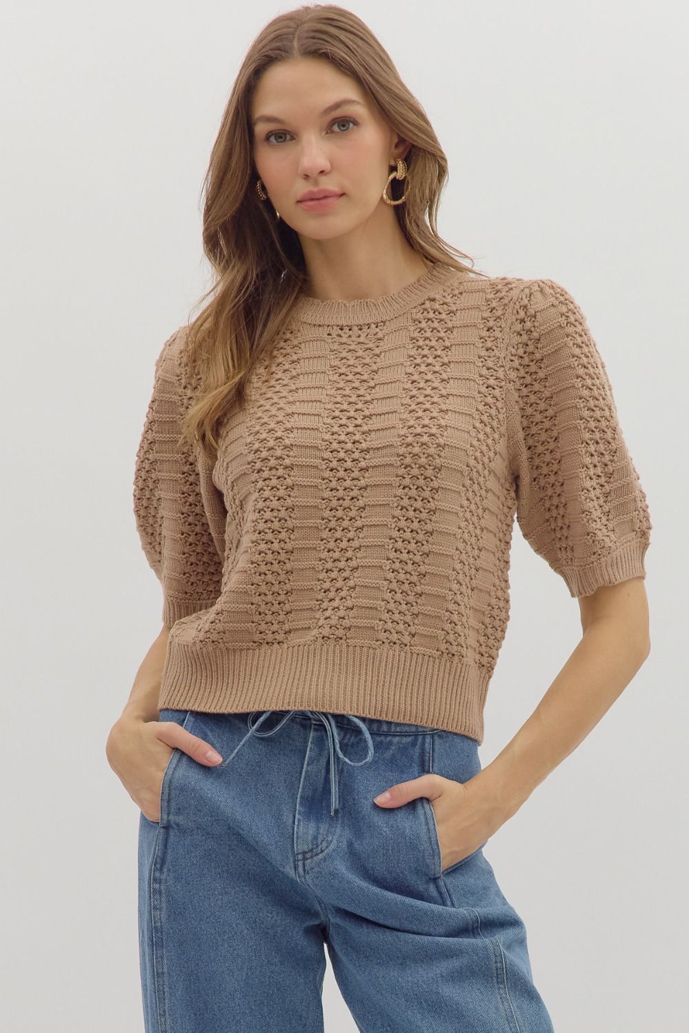 "Karli" Sweater Puff Sleeve top