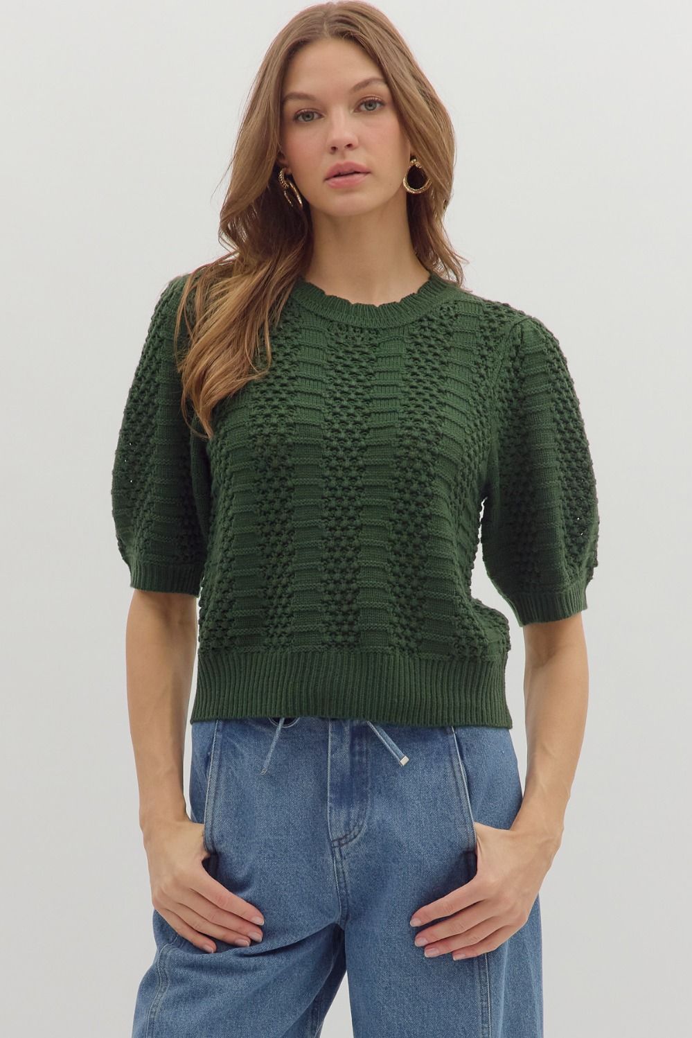"Karli" Sweater Puff Sleeve top
