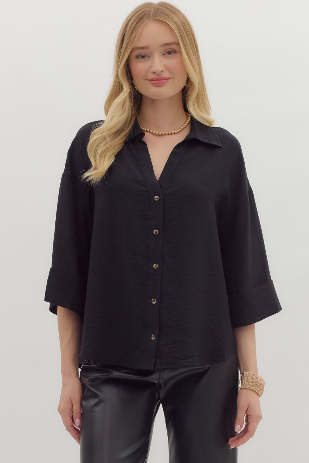 "Gale" 3/4 Button Up Top (multiple colors)