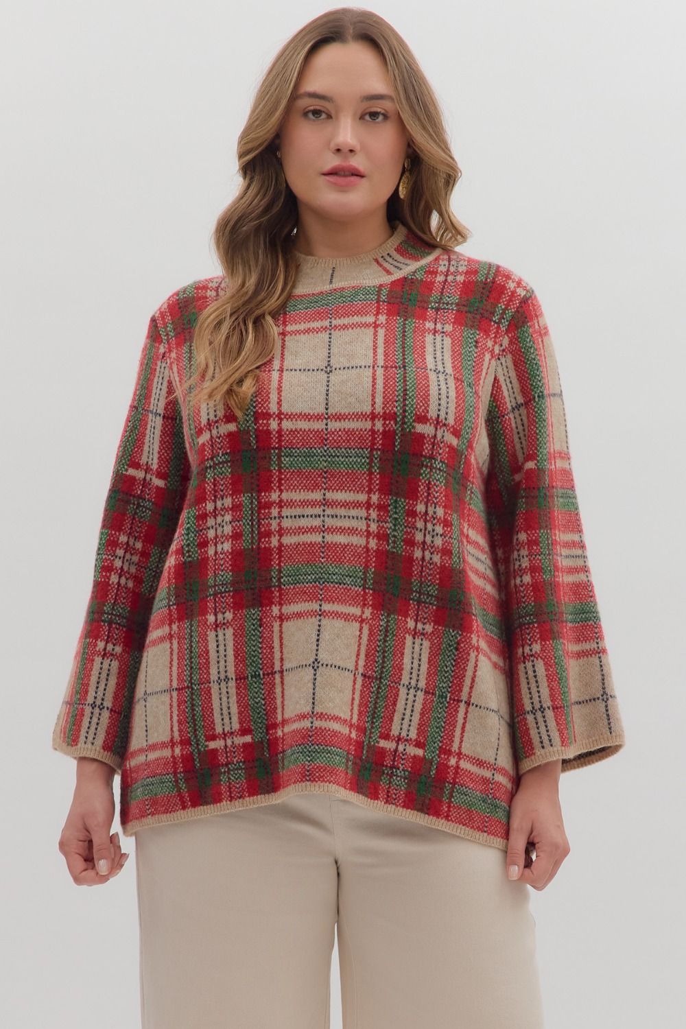"Raleigh" fuzzy plaid sweater (multiple colors)