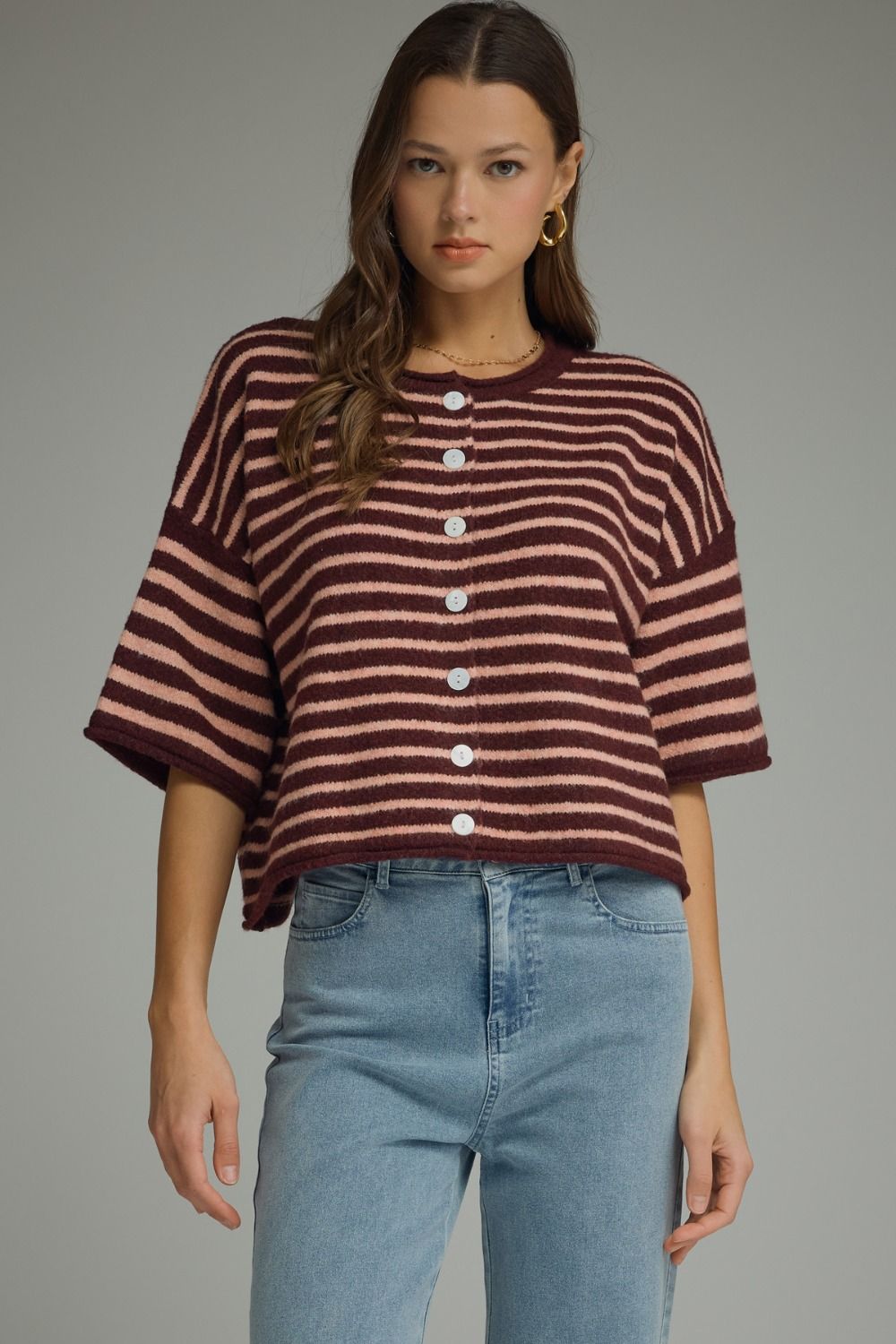 "Madelyn" Striped Button Top (multiple colors)