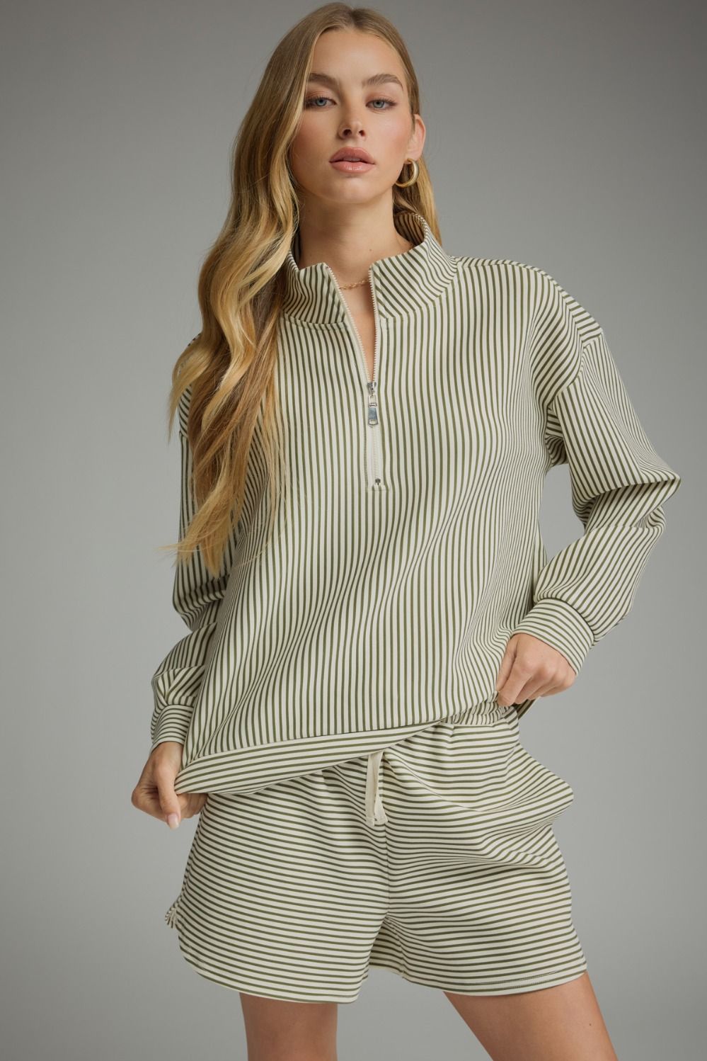 "Tatum" Striped Quarter Zip Pullover