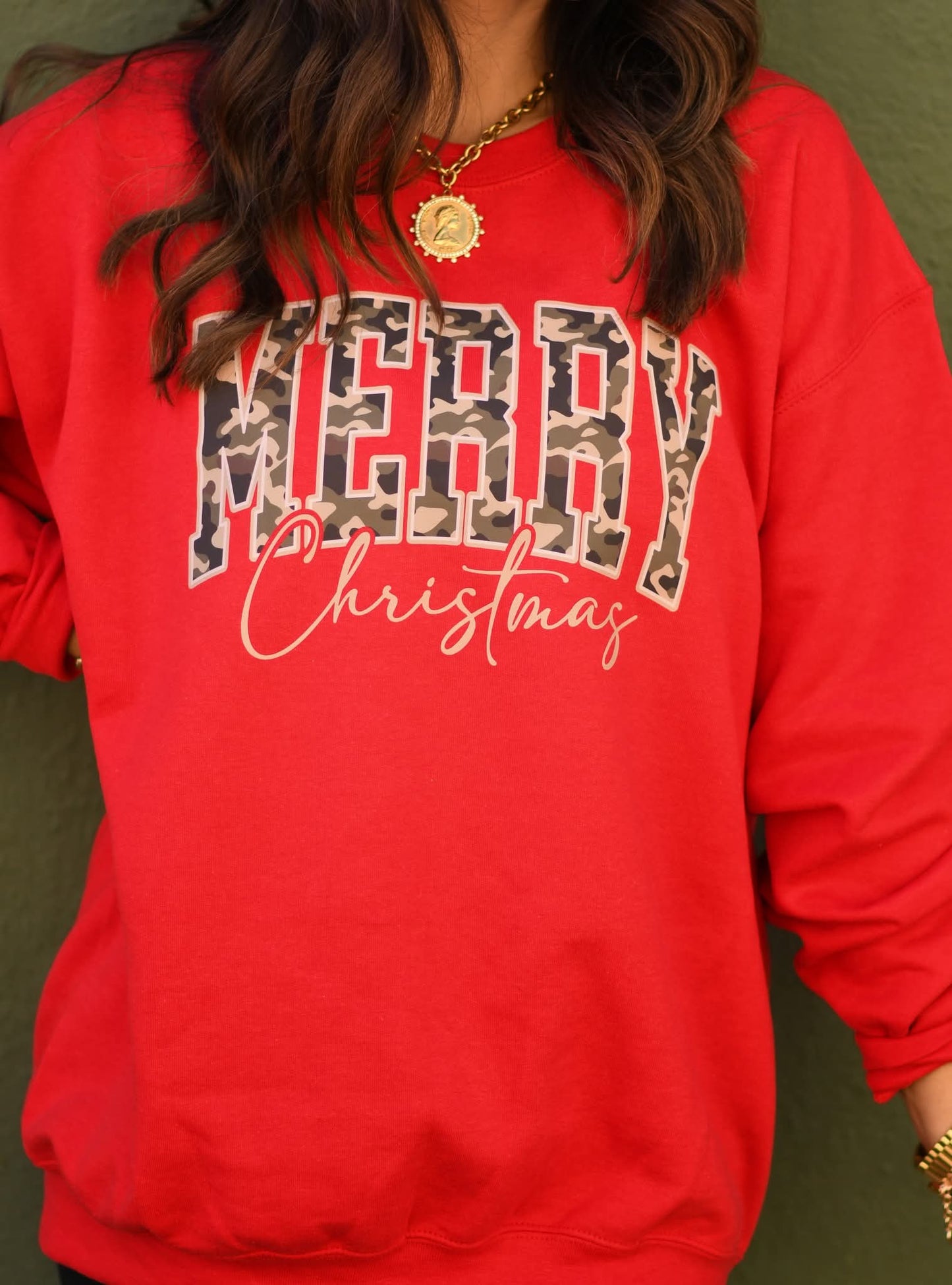 MERRY CHRISTMAS Camo Red Sweatshirt