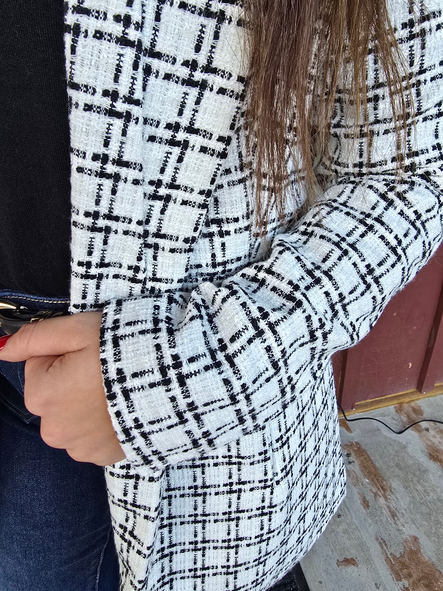 "Holly-day" Black/White Houndstooth Jacket