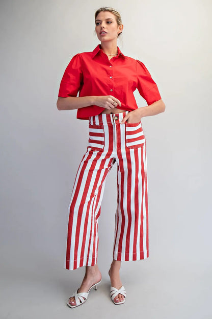 "Lottie" Striped Denim Pants