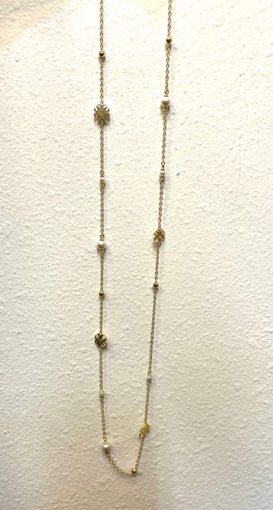 Natalie Wood Adorned Pearl Logo Station Necklaces