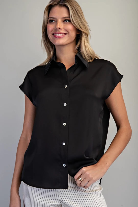"Jada" Button Up Cap Sleeve Top (Multiple Colors)