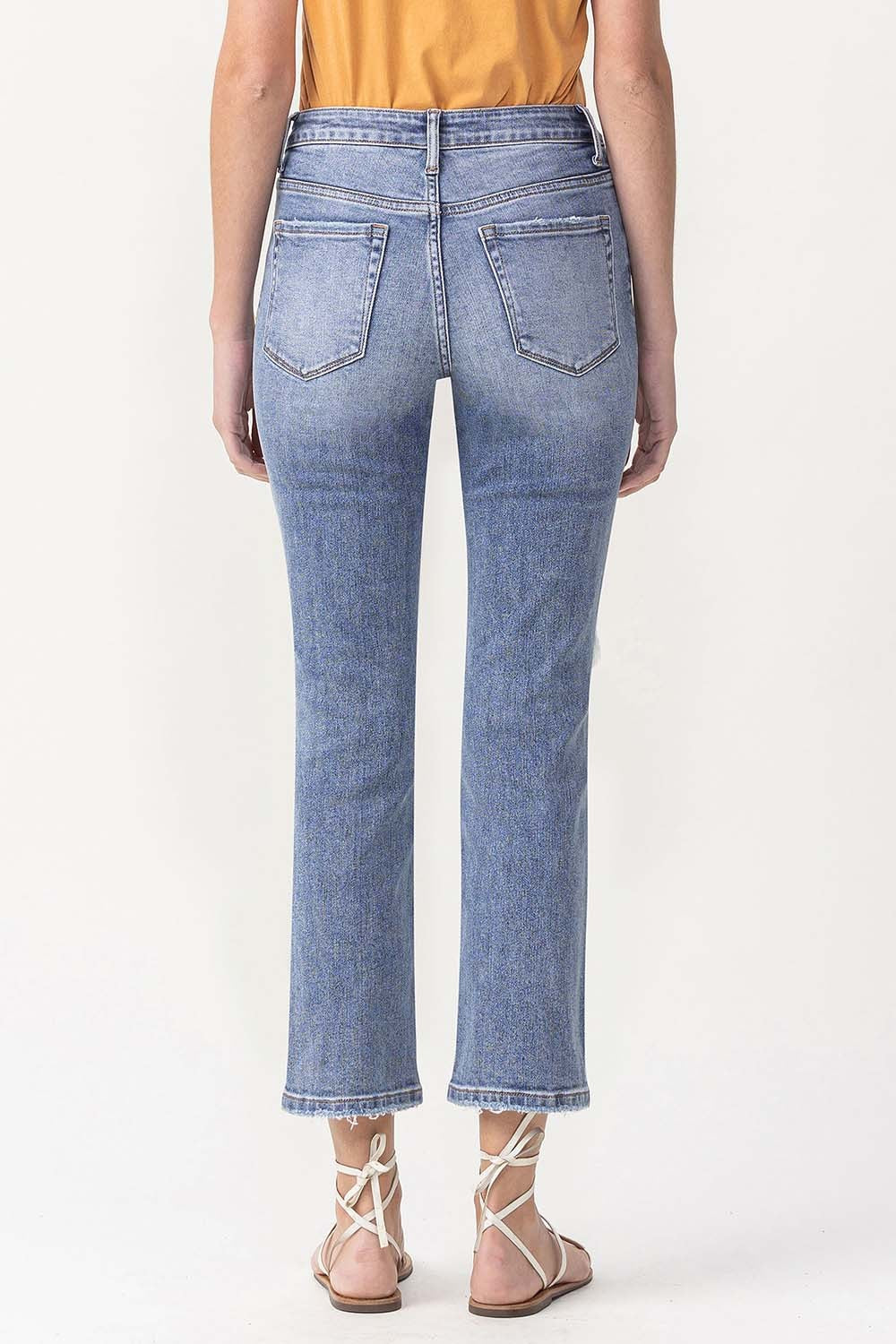 Vintage High Rise Stretch Crop Straight Jeans