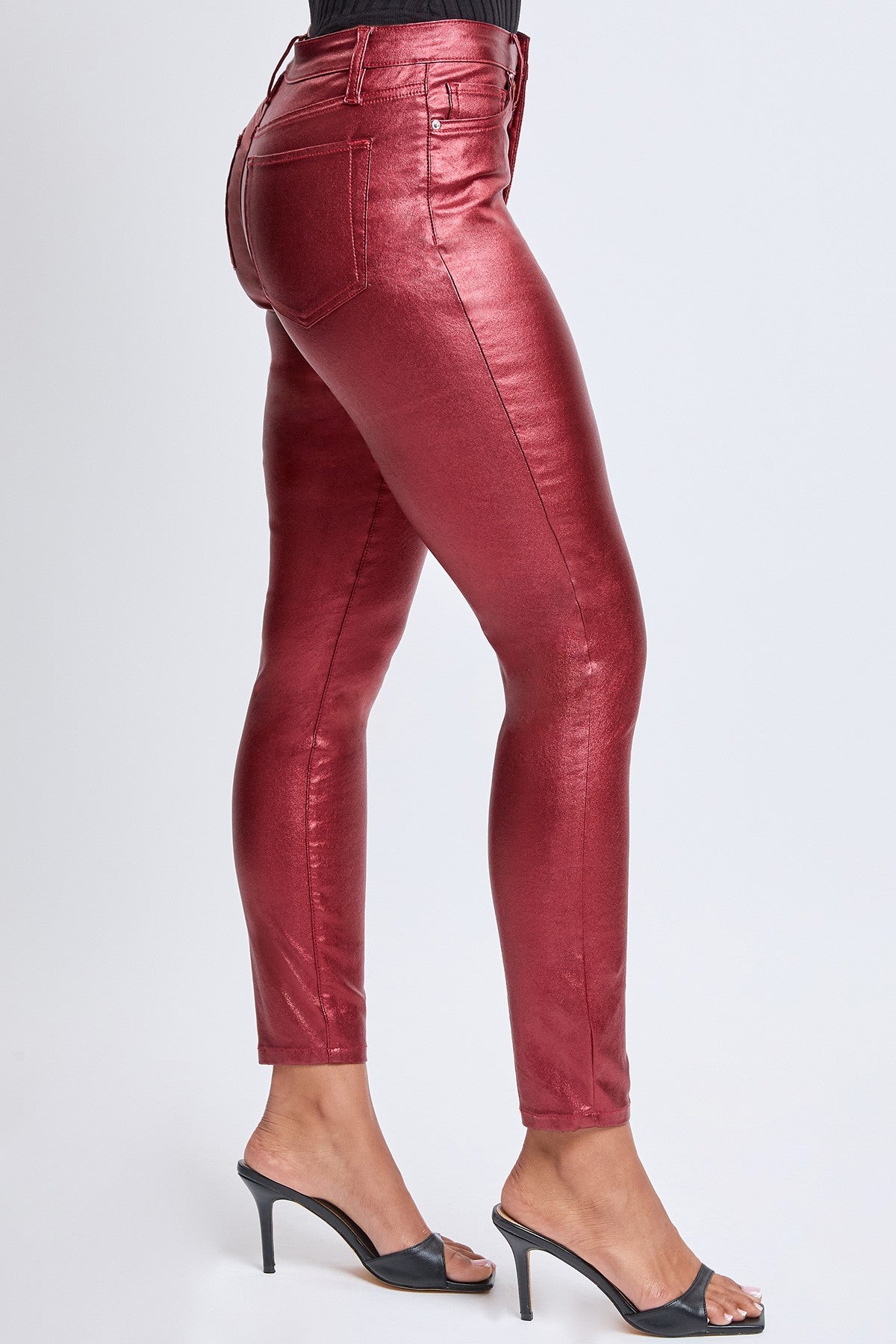 Red High-Rise Metallic Skinny Jean