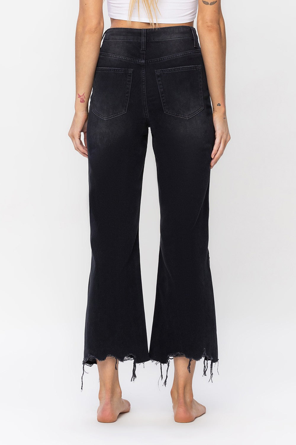 Leslie 90's Vintage Super High Rise Crop Flare Black Jeans