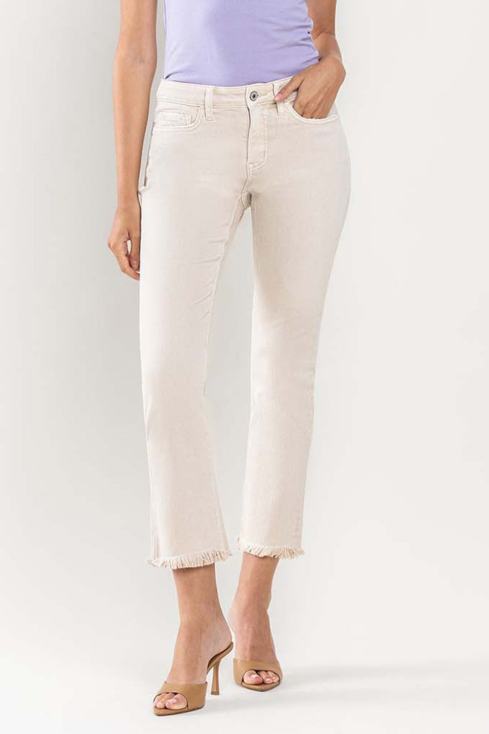 "JULIA" Mid Rise Crop Straight Jeans