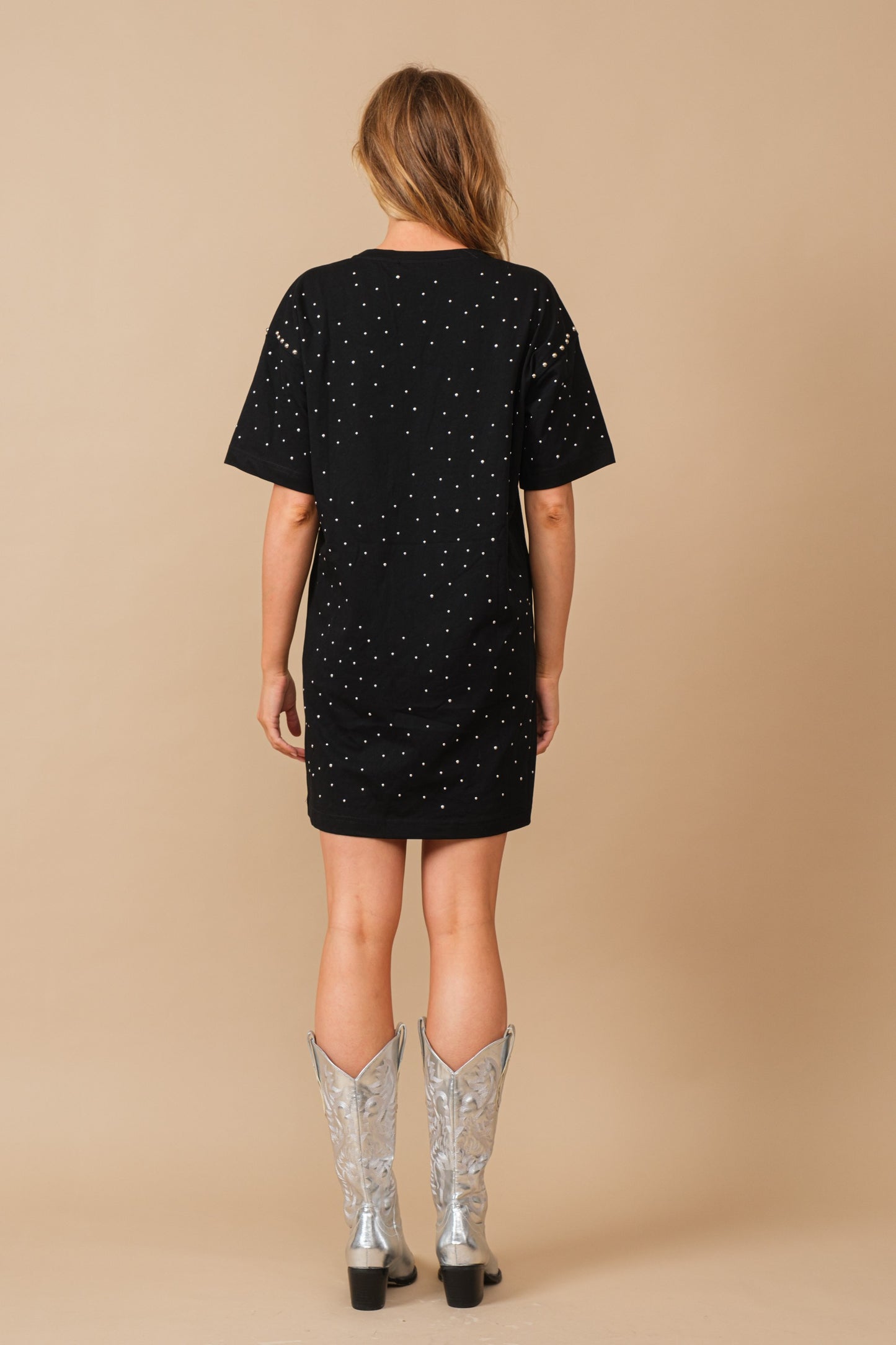 "Natalie" Cotton Jersey Sprinkle Loose T Shirt Dress