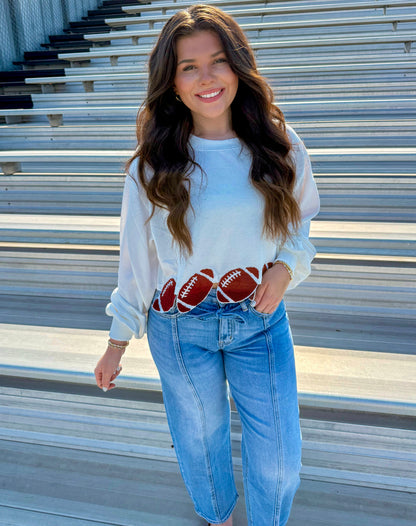 Football Patch Cropped Sweatshirt
