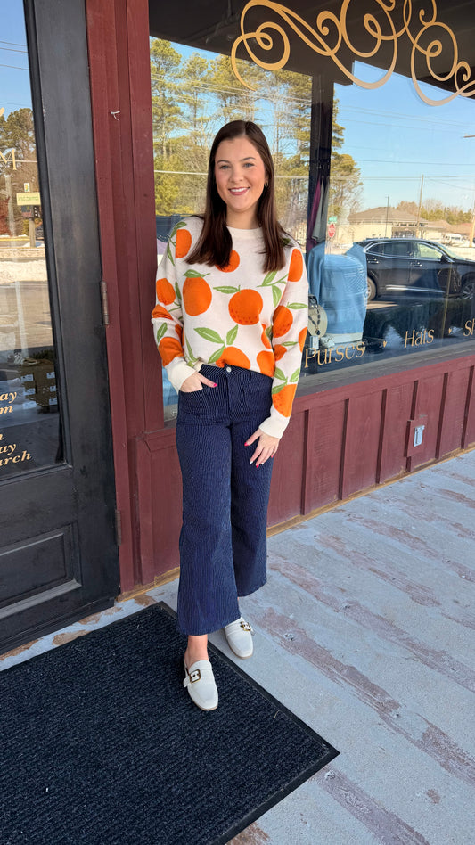 "CITRUS" Orange Pattern Sweater