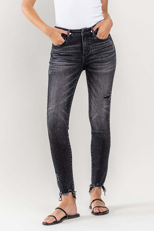 Vervet Black Washed Skinny w/raw hem