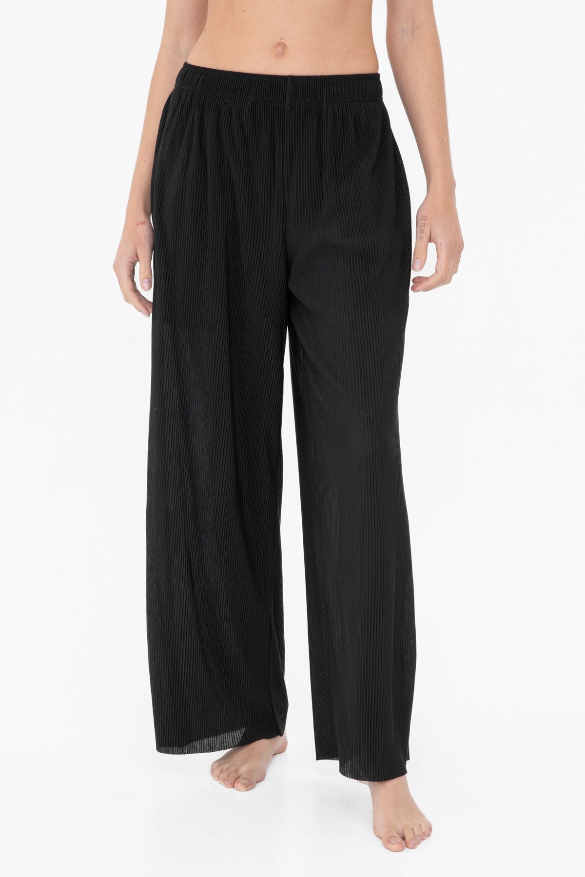 MONO B Micro Natural Pleated Wide Leg Pants