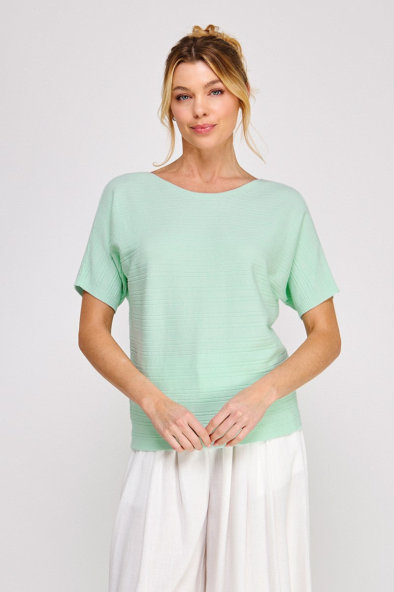 "Hattie" Ribbed SS Sweater Top