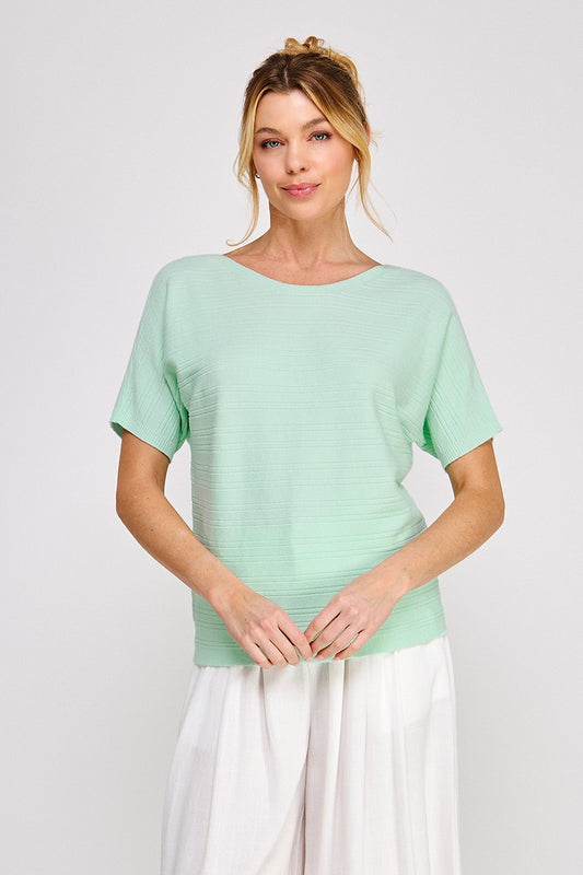 "Hattie" Ribbed SS Sweater Top