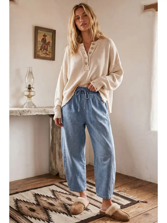 "Gabby" Oversized Barrel Denim Pants