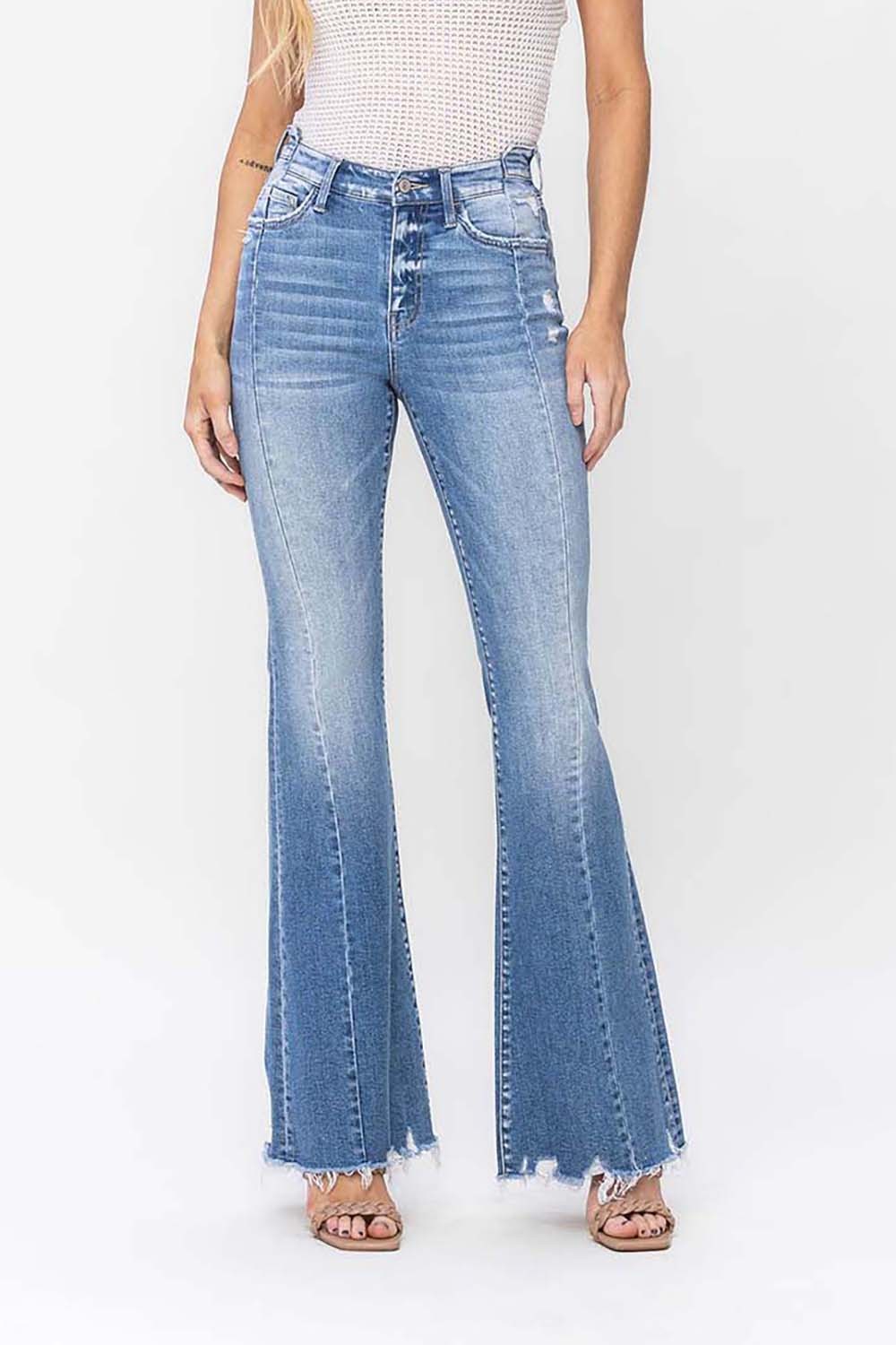 Flying Monkey High Rise Panel Flare Leg Jeans