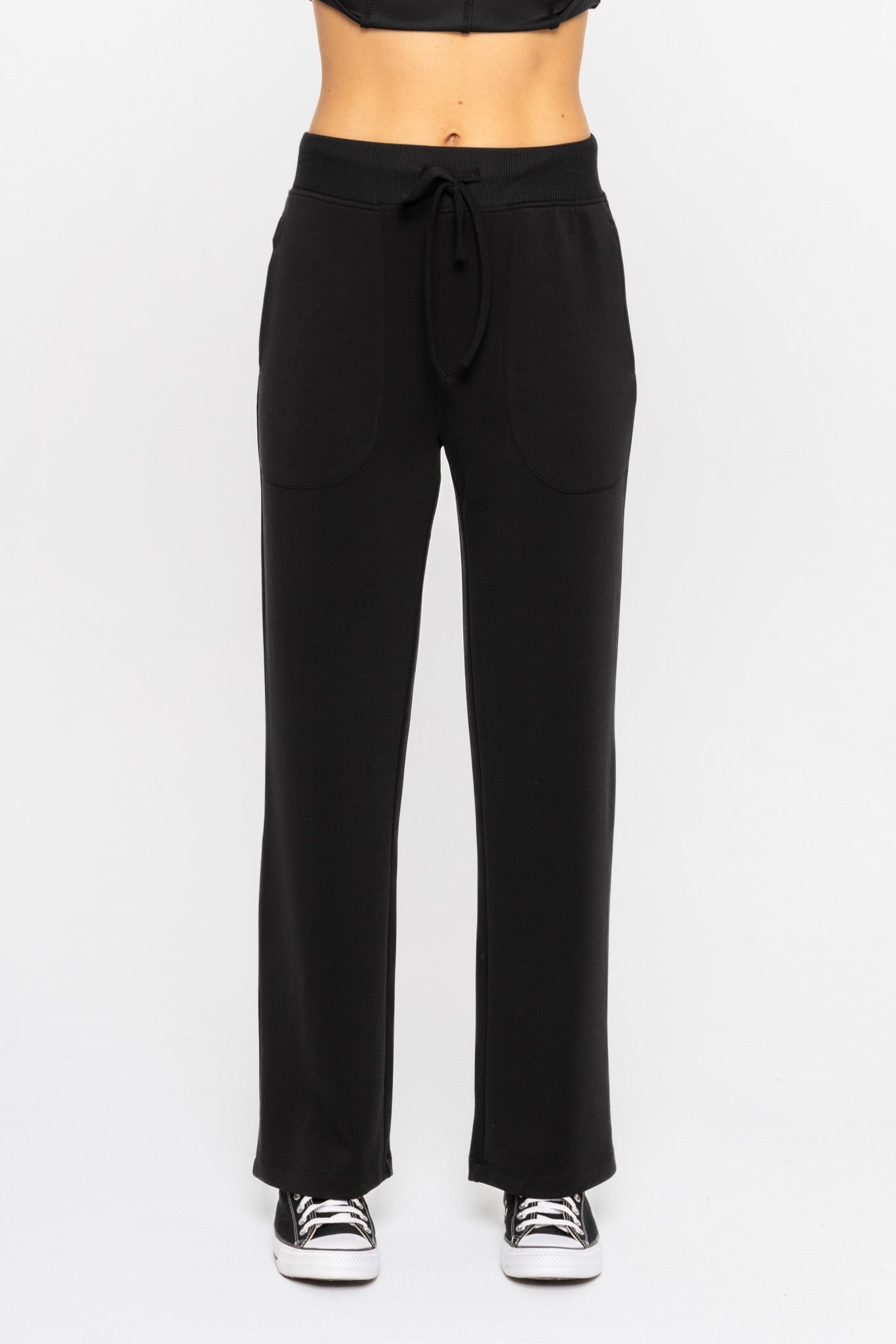 Mono B Black Wide Leg Lounge Pants