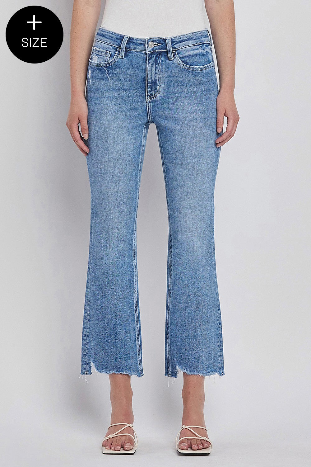 Lovervet Plus Size Tummy Control High Rise Kick Flare Jeans