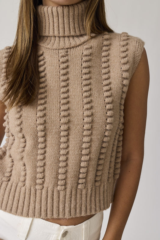 "Willow" Turtleneck Textured Knit Vest