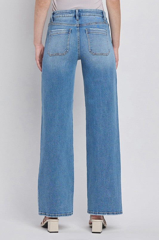 High Rise Front Patch Pocket Wide Leg