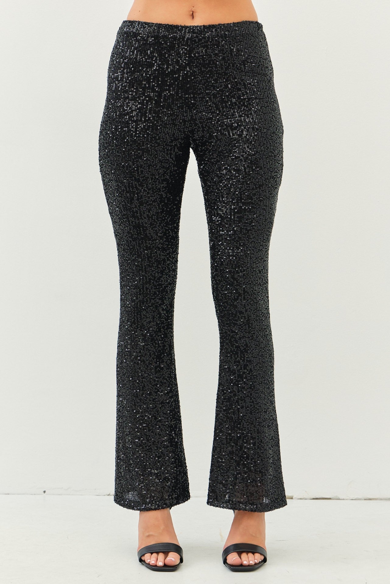 "All the Sparkle" High Waist Sequin Flare Pants