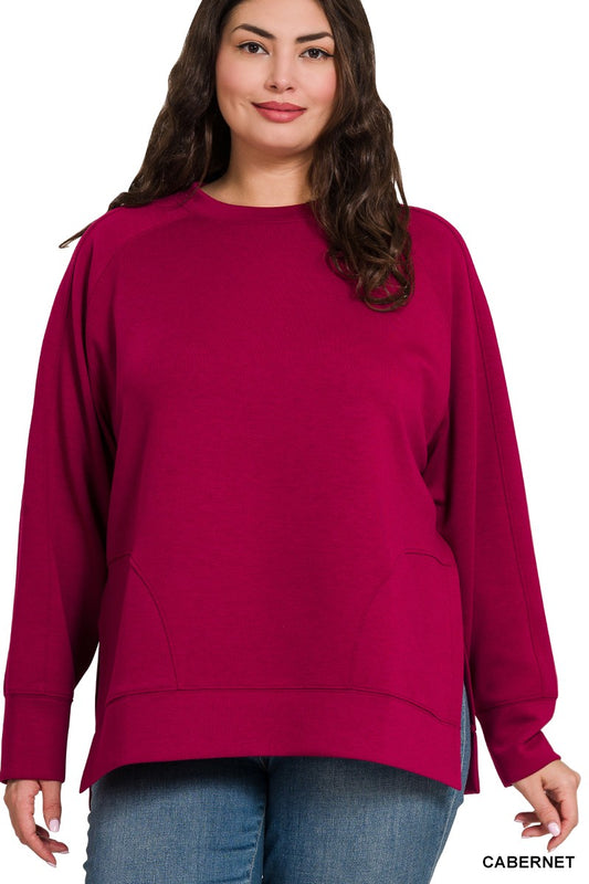 ZENANA Scuba Round Neck with Side Slits