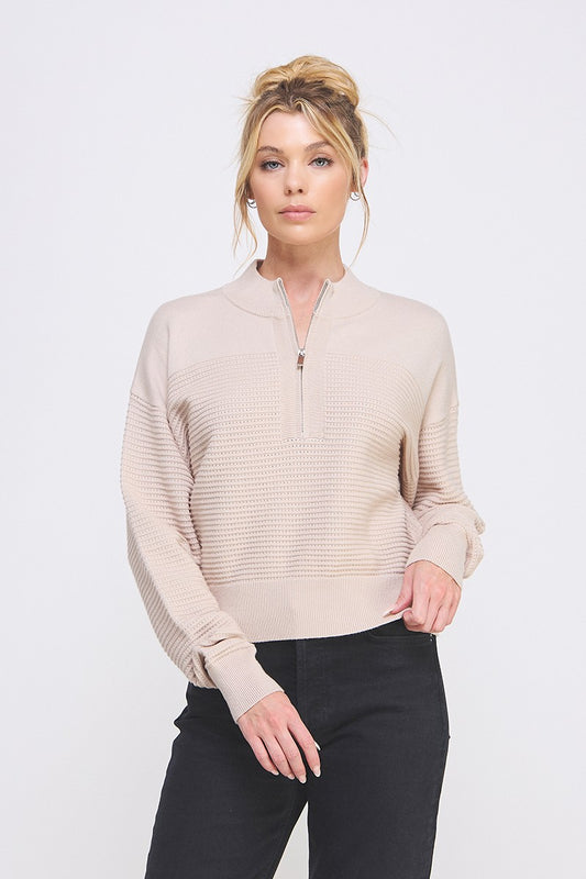 "So Chill" Half Zip Textured Sweater (multiple colors)