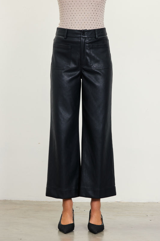 "ZOEY" Faux Leather Wide Leg Pants