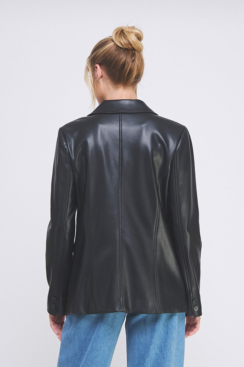 "Blaine" Faux Leather Blazer