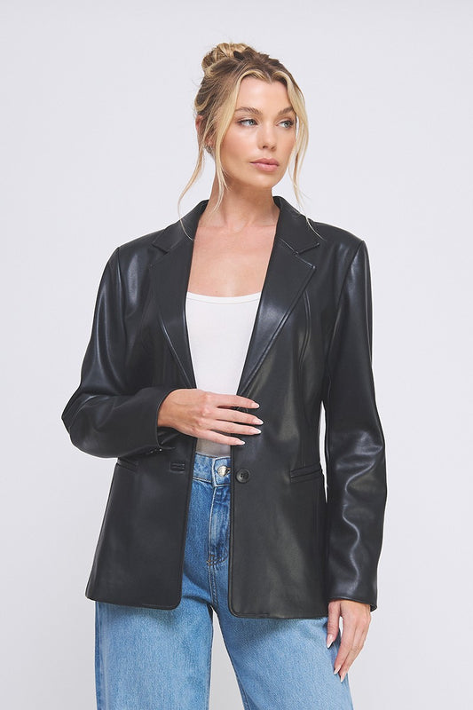 "Blaine" Faux Leather Blazer