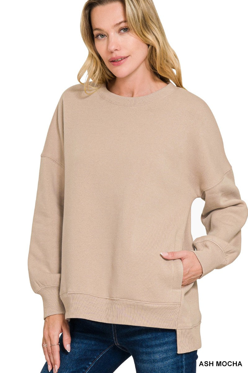 ZENANA Acid Washed Fleece Sweatshirt