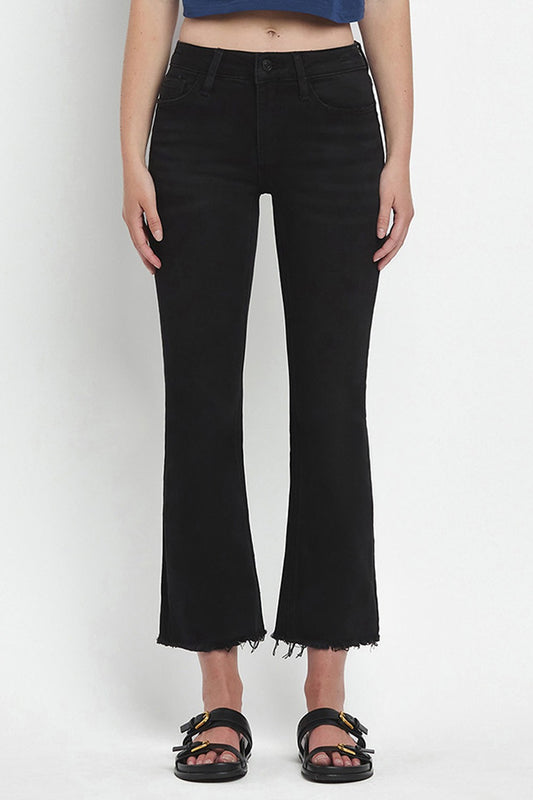 Vervet Black Mid-Rise Crop Raw Hem Jeans