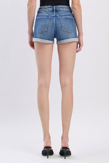 Lovervet High Rise Double Cuffed Denim Shorts