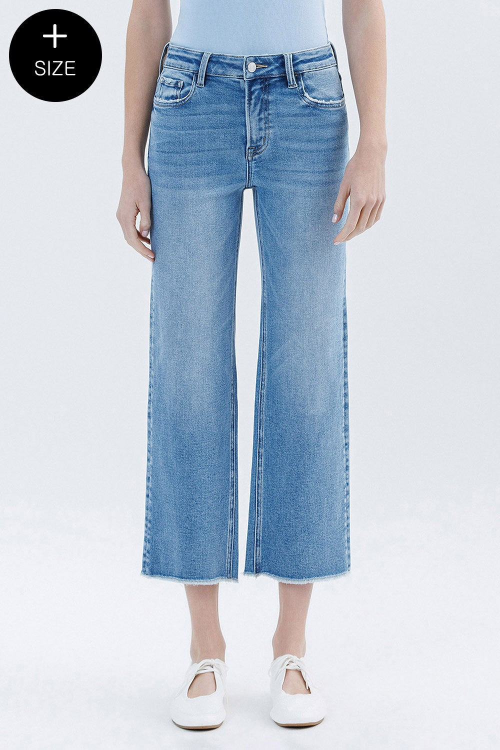 Lovervet Curvy High Rise Crop Slim Wide Jeans