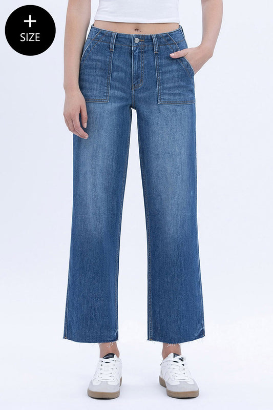 Vervet Plus High Rise Crop Utility Pocket Straight Jeans