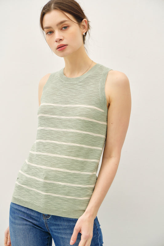 "Saga" Sage Striped Tank