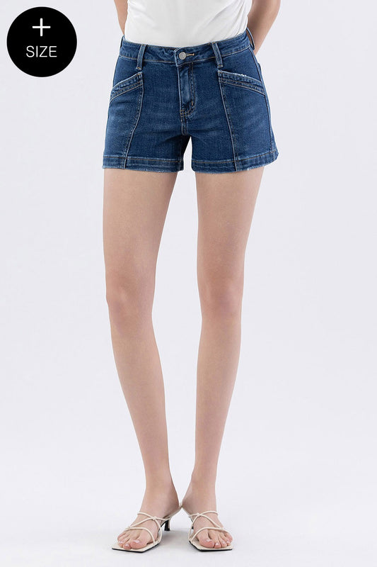 Vervet "Rebecca" Curvy High Rise Trouser Hem Jean Shorts