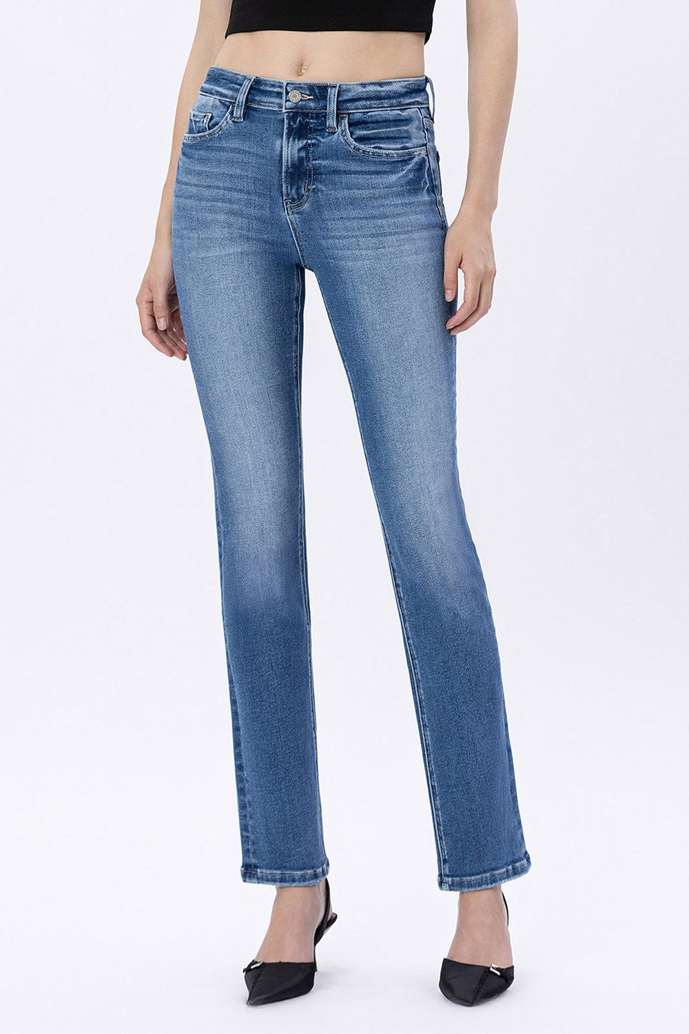 VERVET High Rise Long Slim Straight Jeans