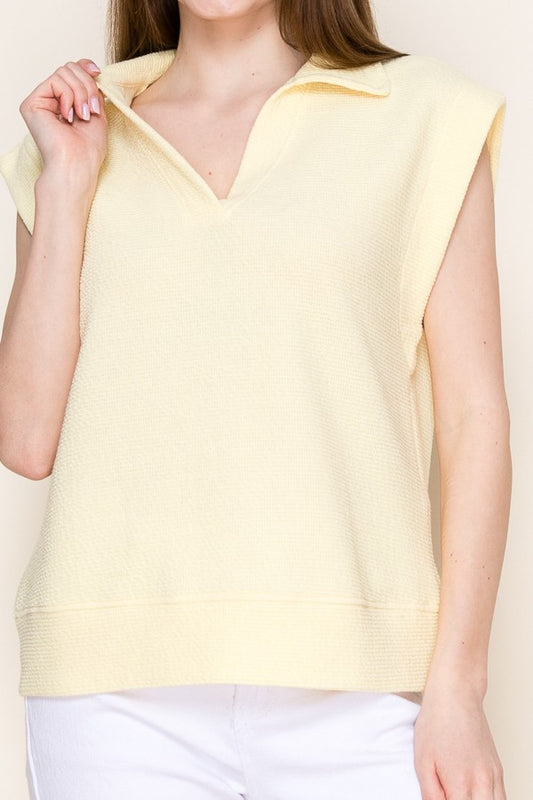 "Meredith" Cloudy Knit Collared Top