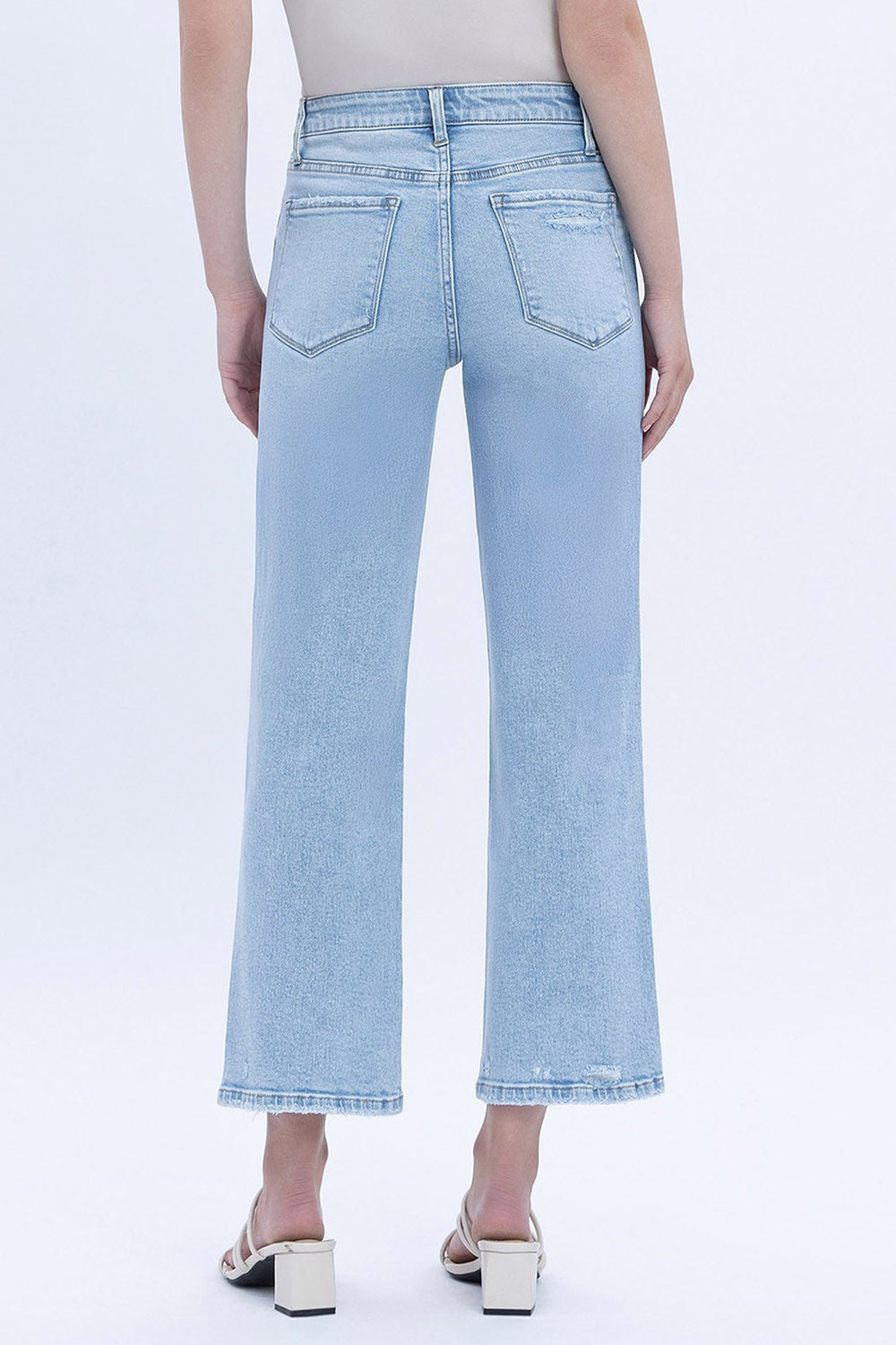 VERVET High Rise Light Wash Crop Slim Wide Jeans
