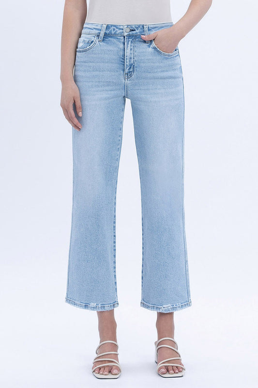 VERVET High Rise Light Wash Crop Slim Wide Jeans