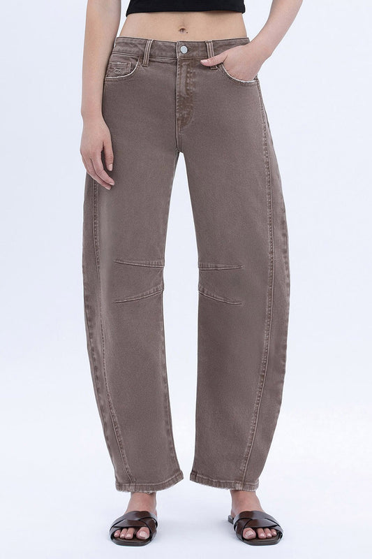 Flying Monkey Brown High Rise Crop Barrel Jeans