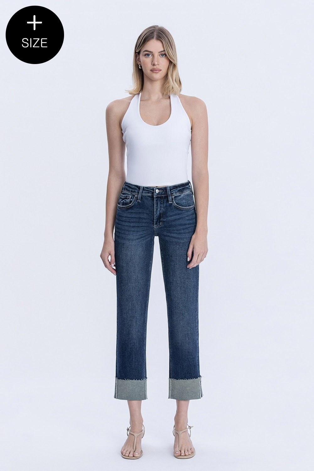 Lovervet Curvy Cuffed Slim Straight Jeans