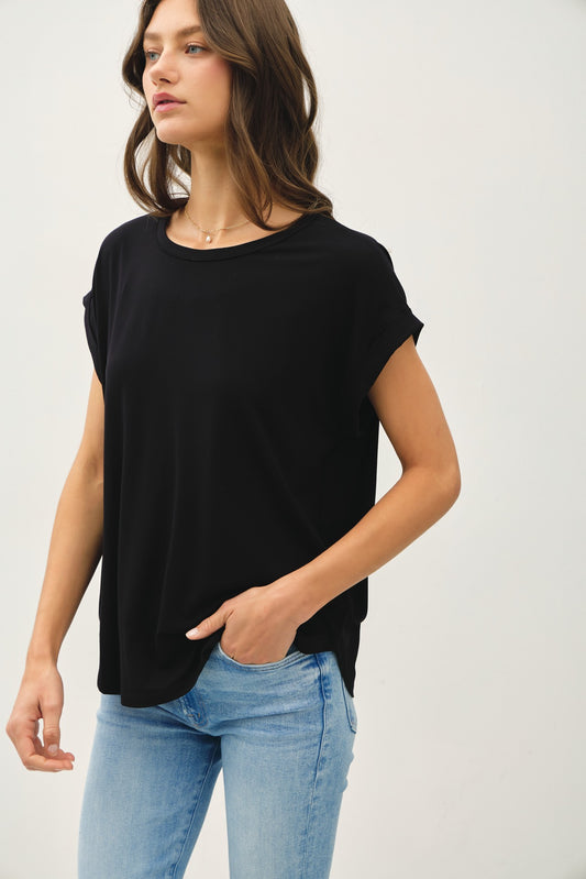 "Basic-ly" Cuff Sleeve Soft Tee