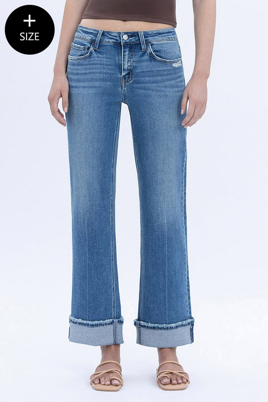 Lovervet Curvy Cuffed Ankle Slim Wide Jeans