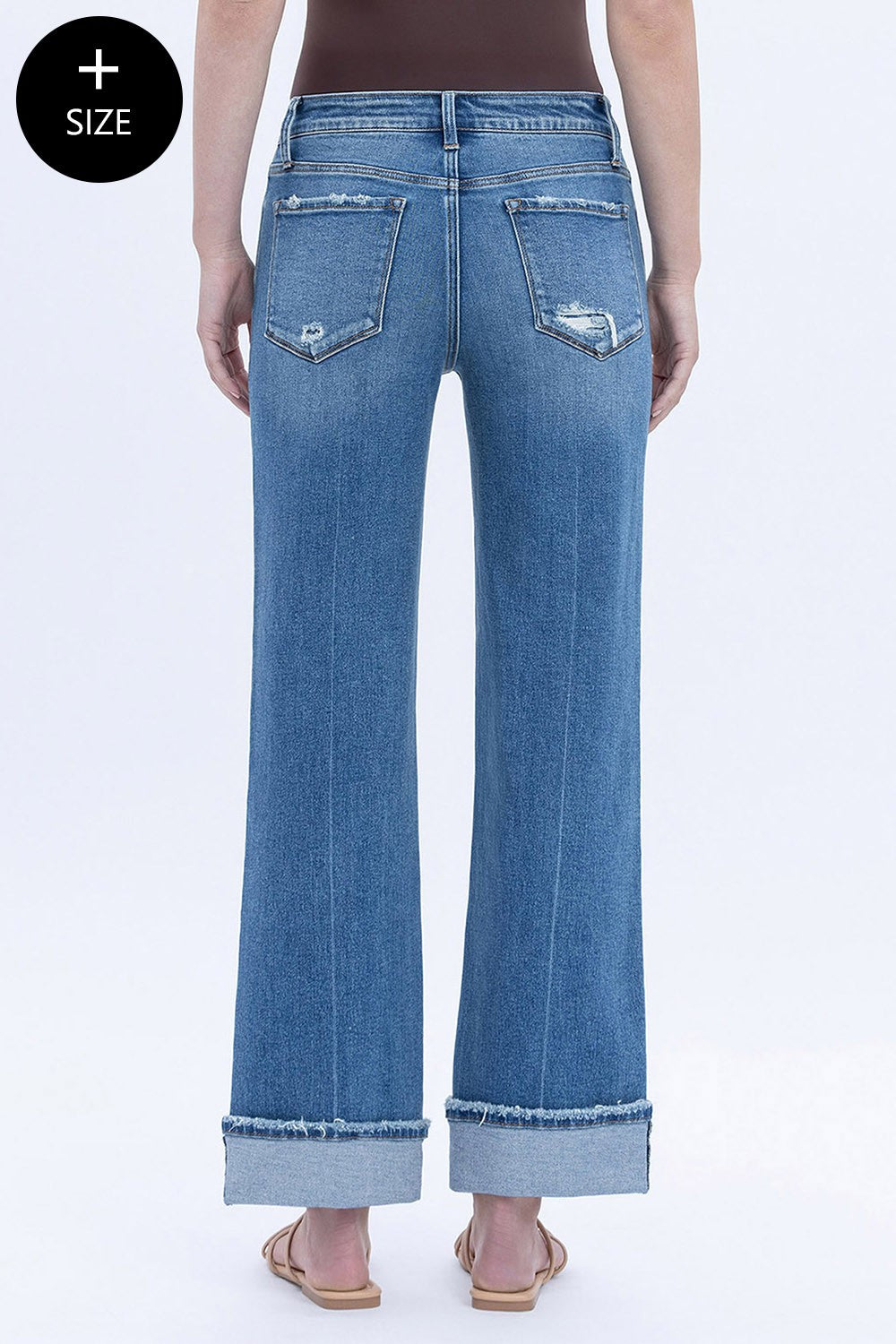 Lovervet Curvy Cuffed Ankle Slim Wide Jeans